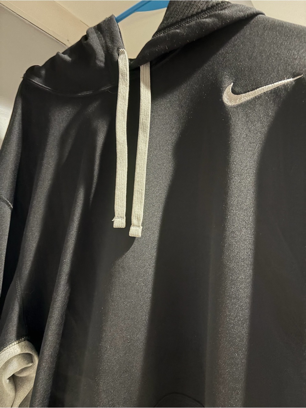 Nike Black Hoodie with Light Gray Drawstrings